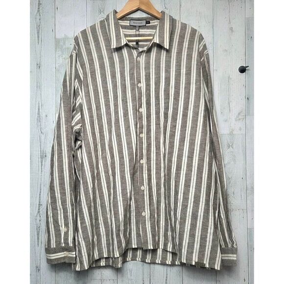 Mauvais Johona 10% Linen Striped Streetwear Button Up / Down Sz 5XL - Picture 3 of 6